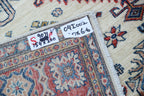 5x7 Beige Super Kazak Geometrical Handmade Cotton & Wool Rug | Premium Luxury Area Rug