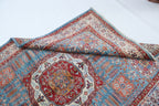5x7 Blue Super Kazak Geometric Area Rug | Handmade Wool & Cotton Rug