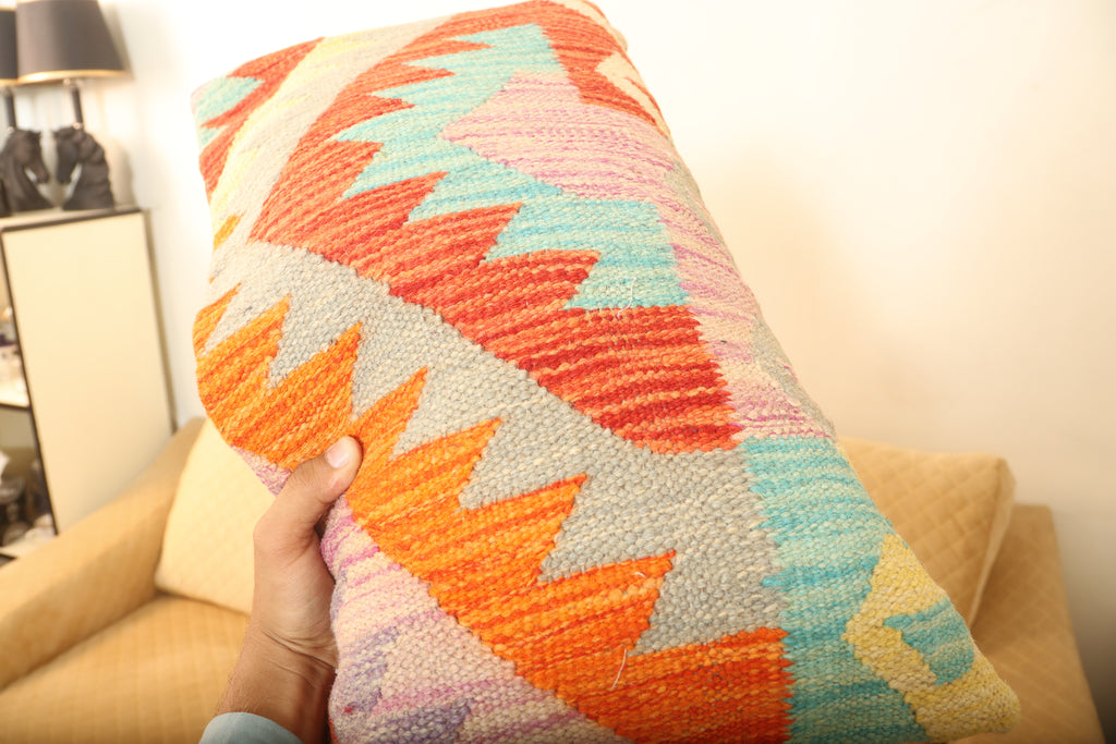 Luxury Multicolor Geometric Wool Cushion Set of 2 | Rectangle Cushions