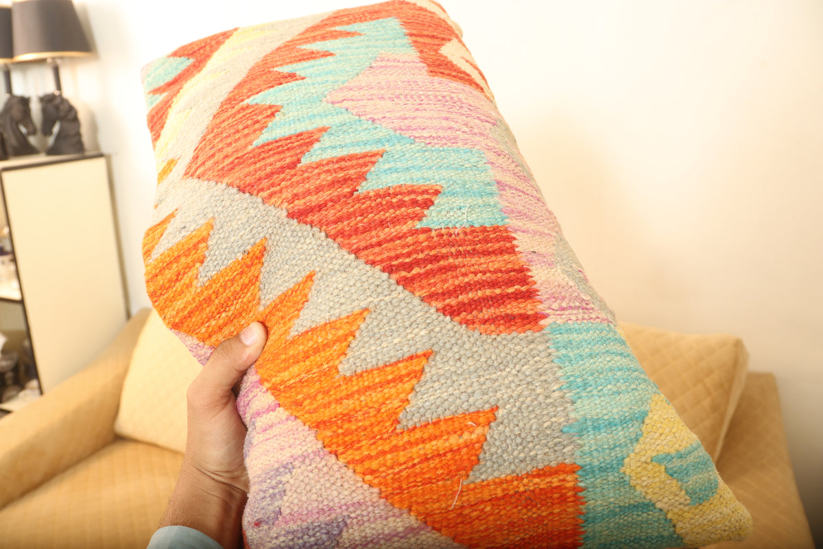 Luxury Multicolor Geometric Wool Cushion Set of 2 | Rectangle Cushions