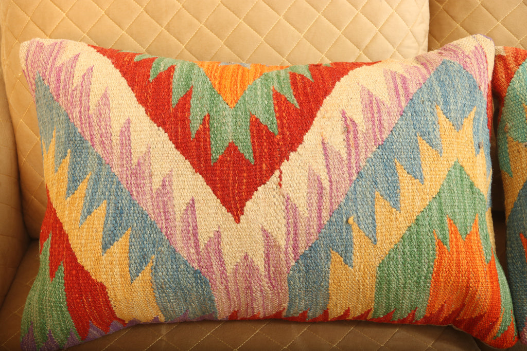 Luxury Multicolor Geometric Wool Cushion Set of 2 – Rectangle