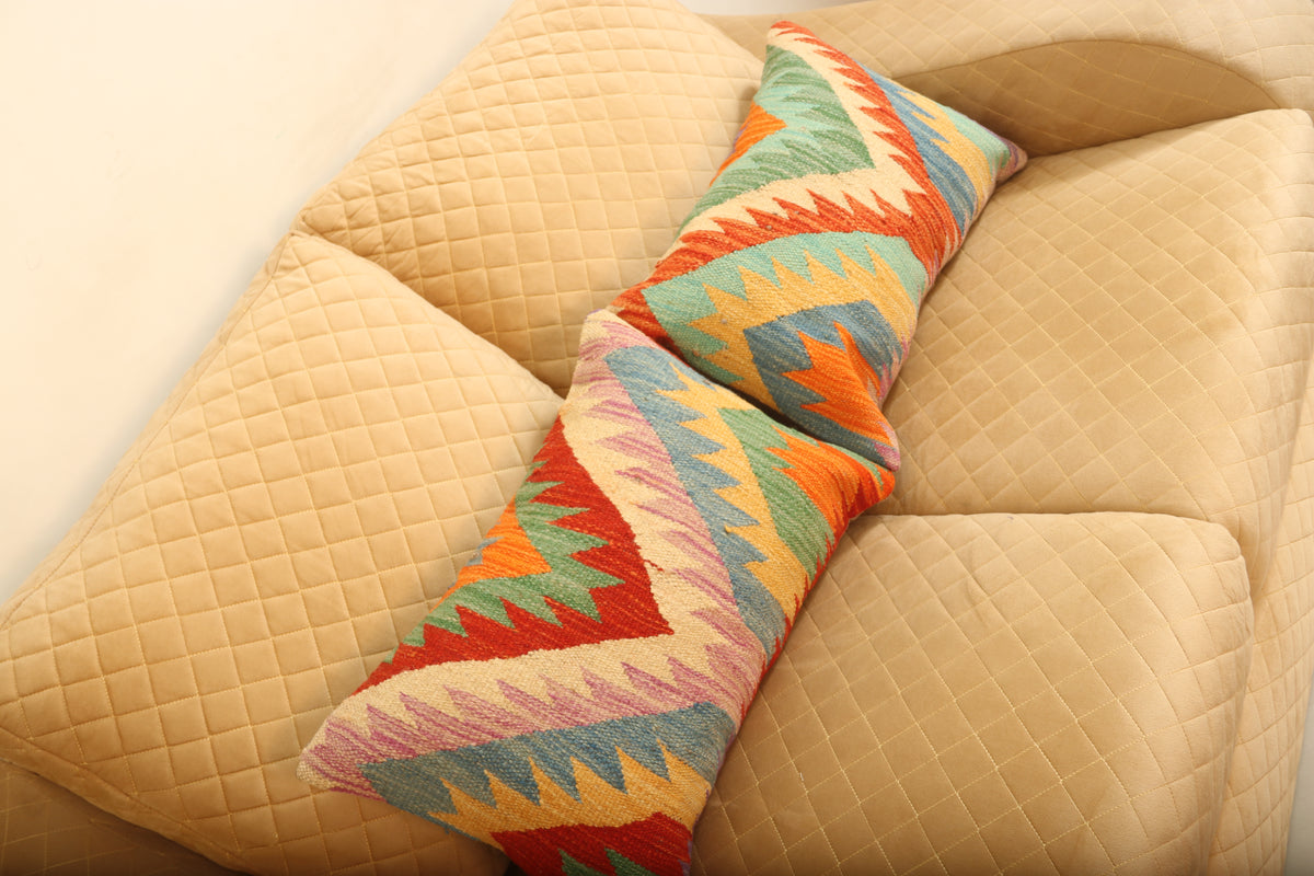 Luxury Multicolor Geometric Wool Cushion Set of 2 – Rectangle