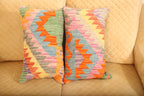 Luxury Multicolor Geometric Wool Cushion Set of 2 – Rectangular Cushions