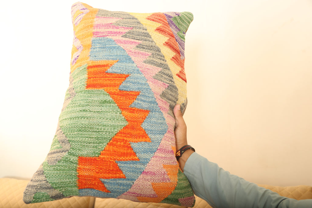 Luxury Multicolor Geometric Wool Cushion Set of 2 – Rectangular Cushions