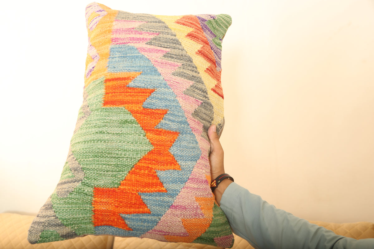 Luxury Multicolor Geometric Wool Cushion Set of 2 – Rectangular Cushions