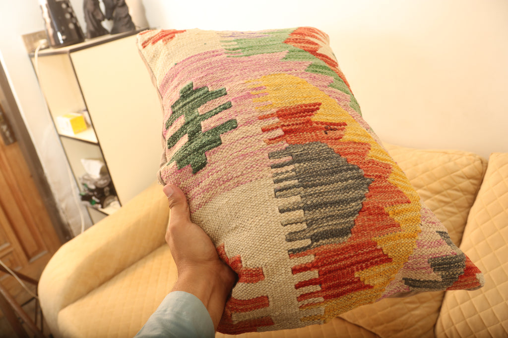 Luxury Multicolor Geometric Wool Cushion Set of 2 | Zilliy