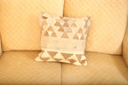 Luxury Beige & Brown Geometric Wool Cushion Set of 2 | Square Cushions