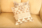 Luxury Beige & Brown Geometric Wool Cushion Set of 2 | Square Cushions