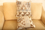 Luxury Beige & Brown Geometric Wool Cushion Set of 2 | Square Cushions