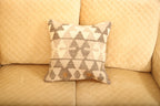 Luxury Beige & Brown Geometric Wool Cushion Set of 2 | Square Cushions