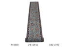 3x26 Gray Chobi Handmade Wool Cotton Floral Runner Rug with Vegetable Dyeing