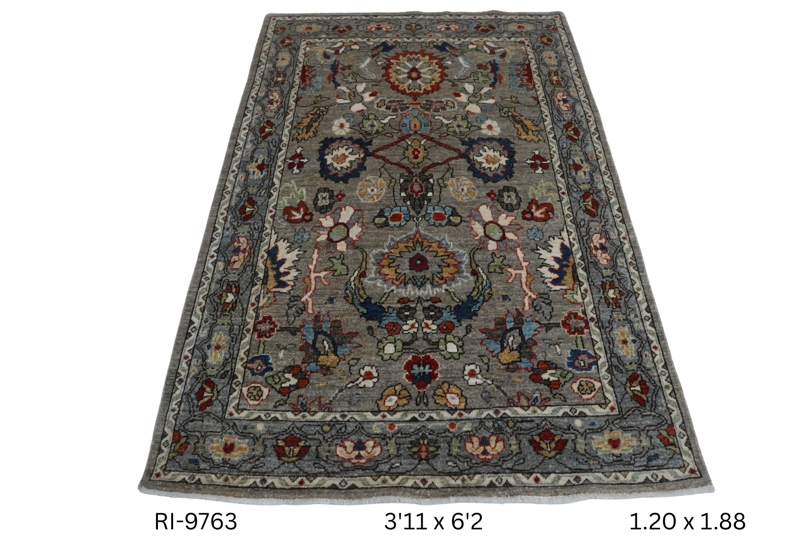 4x6 Gray Chobi Floral Handmade Cotton & Wool Rug | Premium Luxury Area Rug