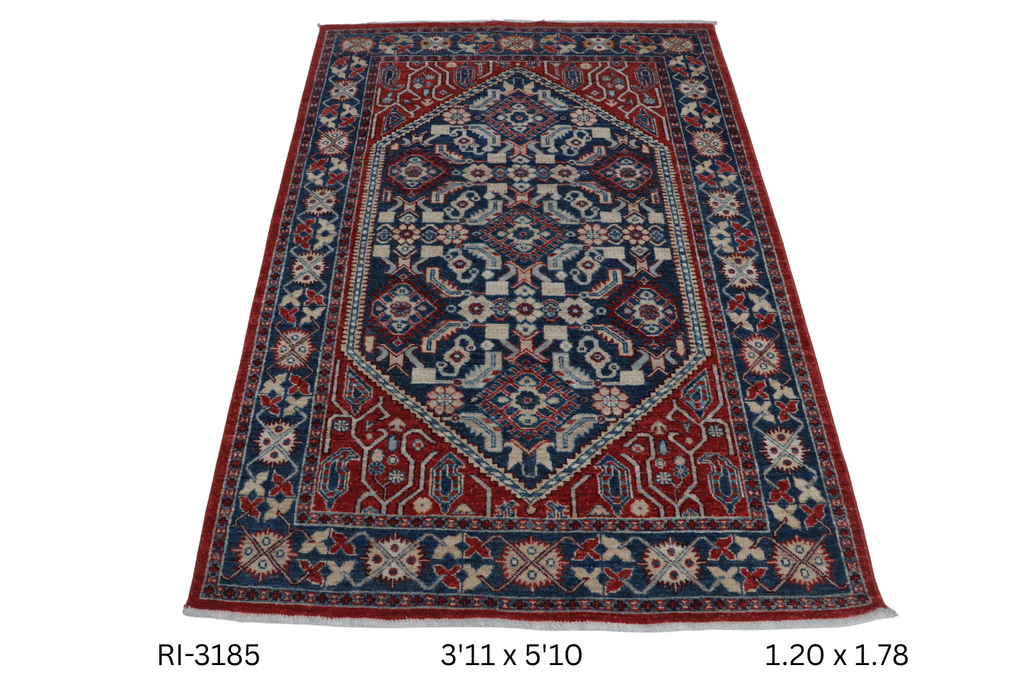 4x6 Beige and Brown Chobi Handmade Wool Cotton Floral Area Rug
