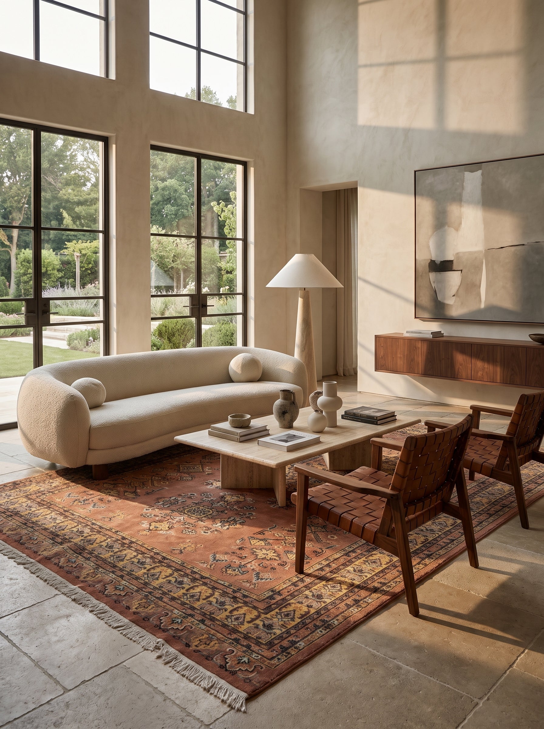 7x10 Copper Kafkazi Geometric Handmade Cotton & Wool Silk Touch Rug | Premium Luxury Area Rug