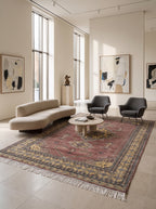 6x9 Copper Kafkazi Geometric Handmade Cotton & Wool Silk Touch Rug | Premium Luxury Area Rug