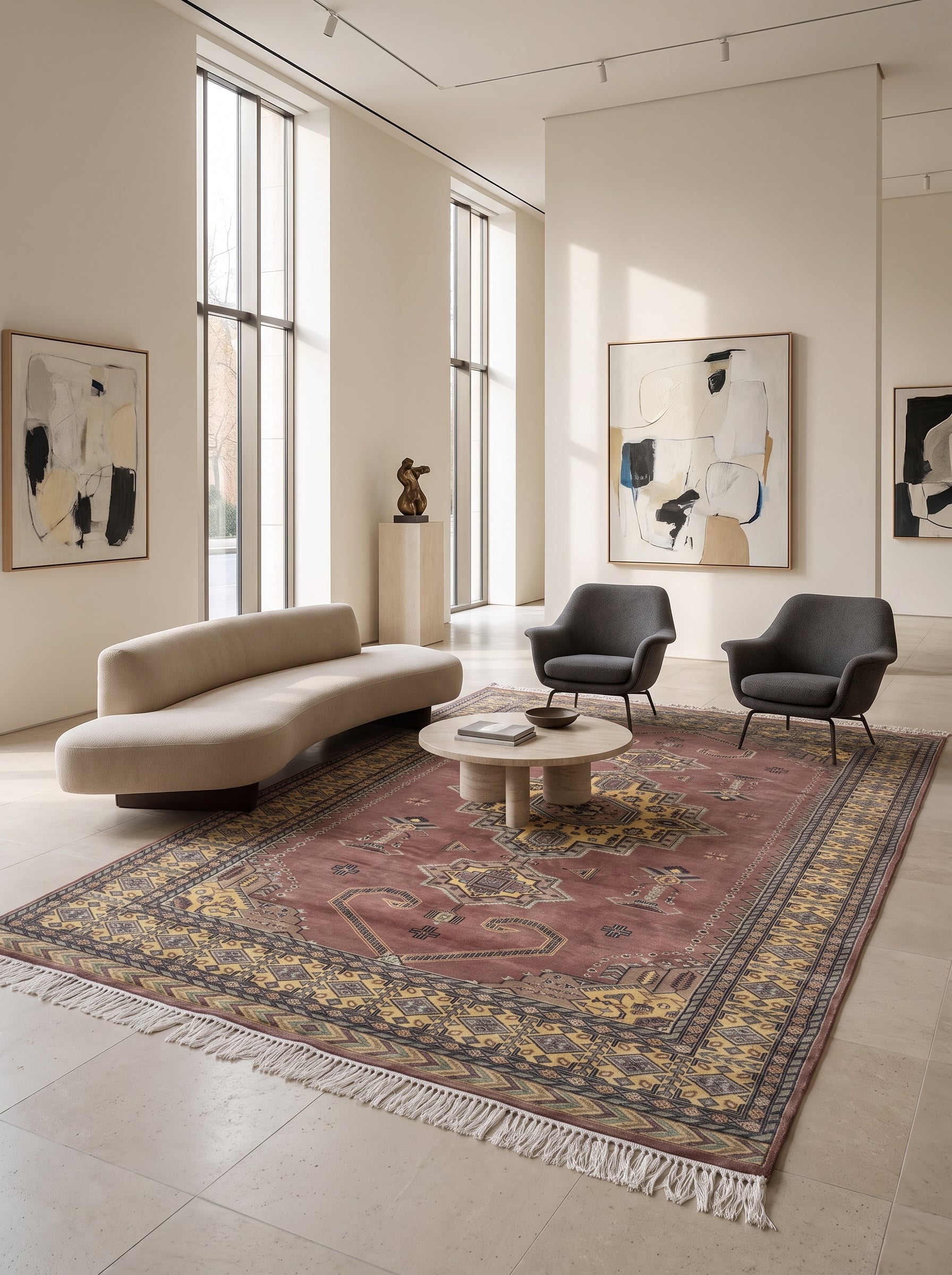 6x9 Copper Kafkazi Geometric Handmade Cotton & Wool Silk Touch Rug | Premium Luxury Area Rug