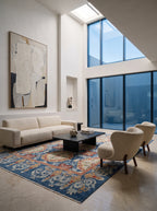 6x9 Blue Chobi Area Rug | Handmade Wool & Cotton Floral Rug | Luxury Chobi Rug