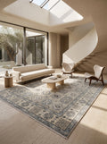 6x9 Gray & Beige Chobi Area Rug | Handmade Wool & Cotton Floral Rug | Luxury Chobi Rug