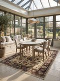 5x8 Beige & Brown Chobi Area Rug | Handmade Wool & Cotton Floral Rug | Luxury Chobi Rug