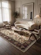 5x8 Beige & Brown Chobi Area Rug | Handmade Wool & Cotton Floral Rug | Luxury Chobi Rug