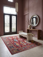 5x6 Red Chobi Floral Handmade Cotton & Wool Rug | Premium Luxury Area Rug