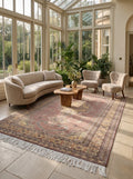 6x9 Copper Kafkazi Geometric Handmade Cotton & Wool Silk Touch Rug | Premium Luxury Area Rug