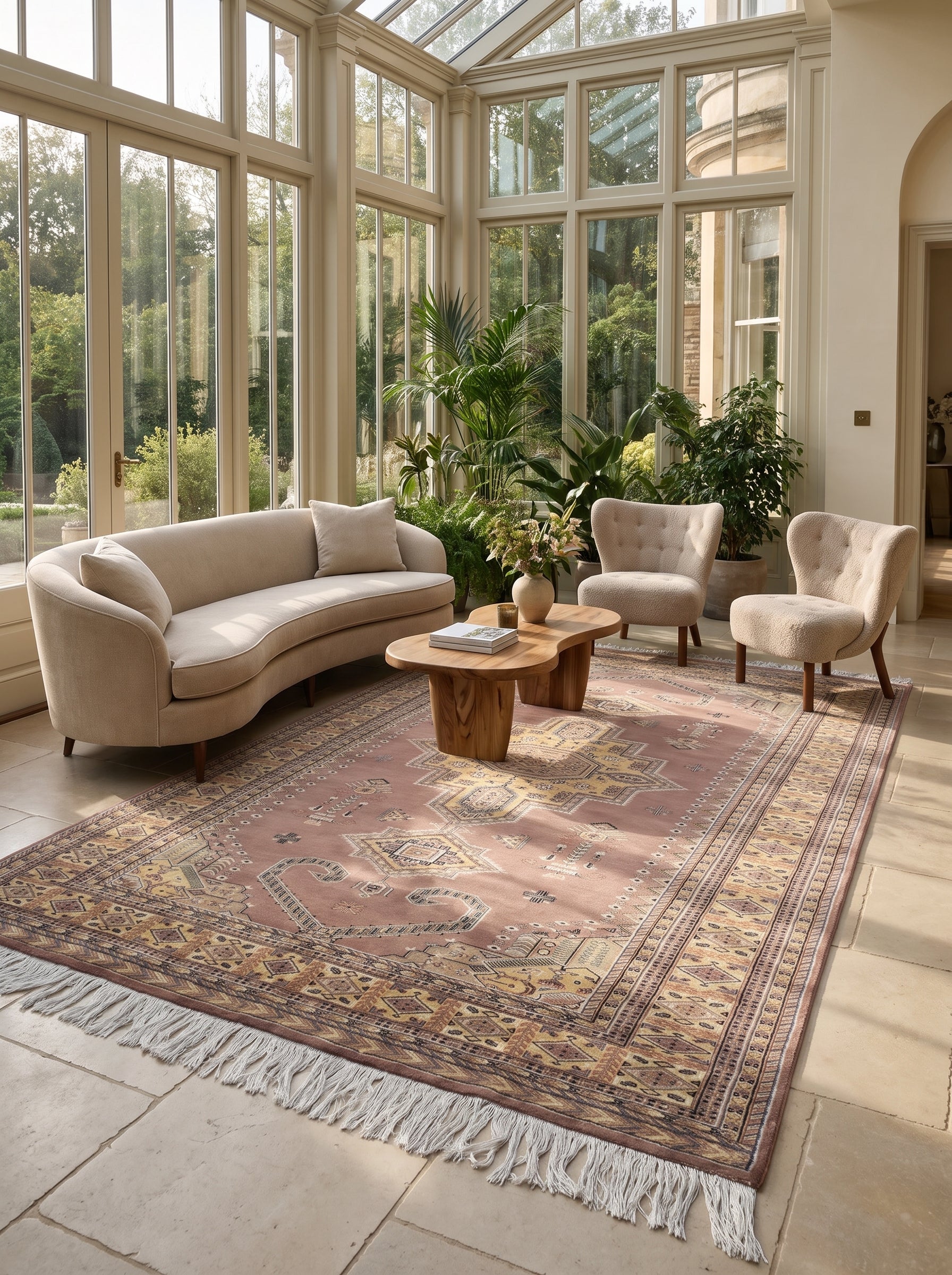6x9 Copper Kafkazi Geometric Handmade Cotton & Wool Silk Touch Rug | Premium Luxury Area Rug