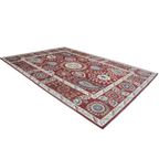 10x14 Red Chobi Area Rug | Handmade Wool & Cotton Floral Rug | Luxury Chobi Rug