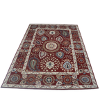 10x14 Red Chobi Area Rug | Handmade Wool & Cotton Floral Rug | Luxury Chobi Rug
