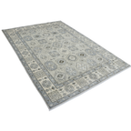 6x9 Gray & Beige Chobi Area Rug | Handmade Wool & Cotton Floral Rug | Luxury Chobi Rug