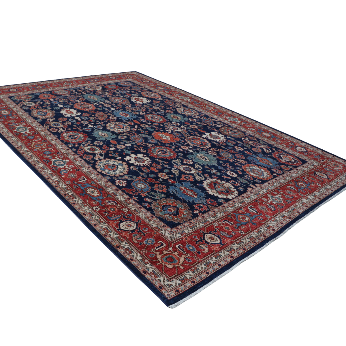 10x13 Blue Super Kazak Geometric Area Rug | Handmade Wool & Cotton Rug
