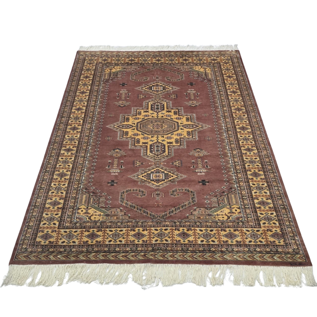 6x9 Orange Kafkazi Geometric Area Rug | Handmade Wool & Cotton Rug