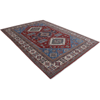 8x11 Red Super Kazak Geometric Area Rug | Handmade Wool & Cotton Rug