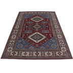8x11 Red Super Kazak Geometric Area Rug | Handmade Wool & Cotton Rug