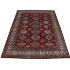8x10 Red Super Kazak Geometric Area Rug | Handmade Wool & Cotton Rug