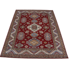 8x10 Red Super Kazak Geometric Area Rug | Handmade Wool & Cotton Rug