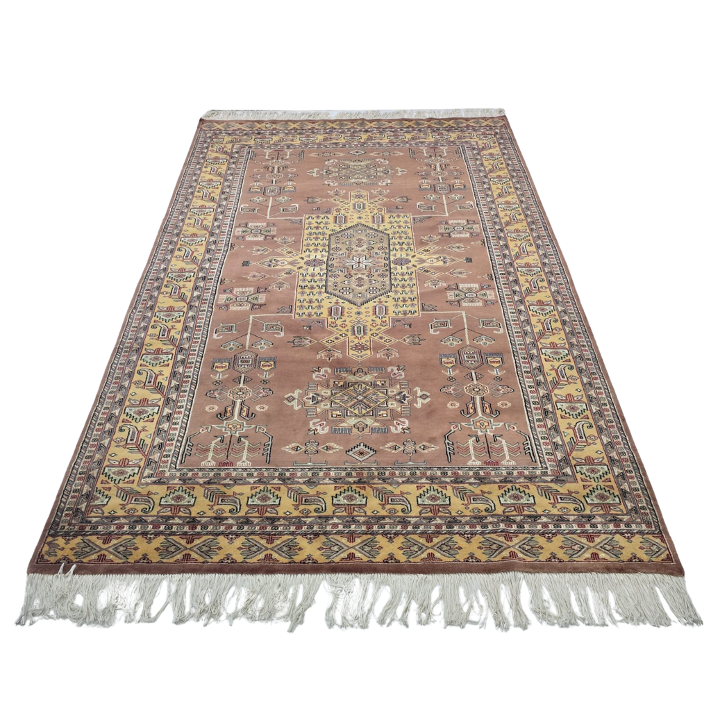 6x10 Orange Kafkazi Geometric Area Rug | Handmade Wool & Cotton Rug