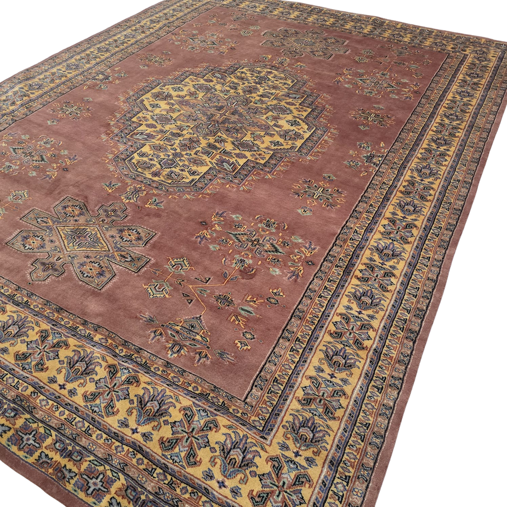 7x10 Orange Kafkazi Geometric Area Rug | Handmade Wool, Cotton & Silk Rug