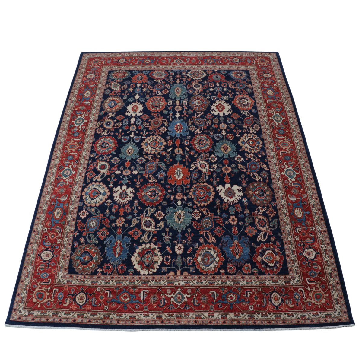 10x13 Blue Super Kazak Geometric Area Rug | Handmade Wool & Cotton Rug