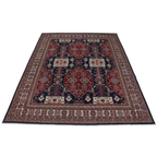9x12 Blue Super Kazak Geometric Area Rug | Handmade Wool & Cotton Rug