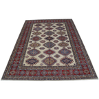 9x12 Beige Super Kazak Geometric Area Rug | Handmade Wool & Cotton Rug