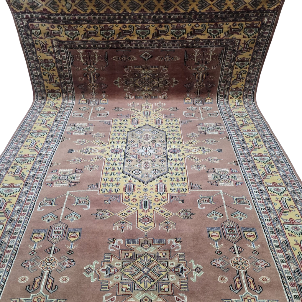 6x10 Orange Kafkazi Geometric Area Rug | Handmade Wool & Cotton Rug
