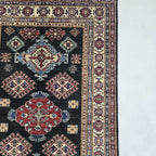3x5 Black & Beige Super Kazak Floral Area Rug | Handmade Wool & Cotton Rug