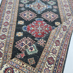 3x5 Black & Beige Super Kazak Floral Area Rug | Handmade Wool & Cotton Rug