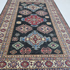 3x5 Black & Beige Super Kazak Floral Area Rug | Handmade Wool & Cotton Rug