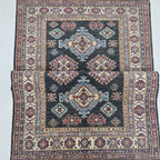 3x5 Black & Beige Super Kazak Floral Area Rug | Handmade Wool & Cotton Rug