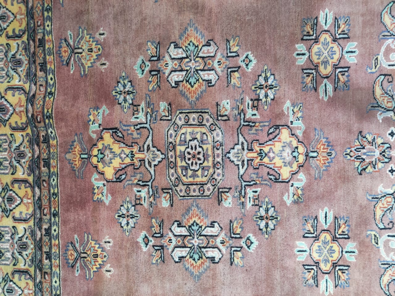 7x10 Copper Geometric Handmade Cotton & Wool Silk Touch Rug | Premium Luxury Area Rug