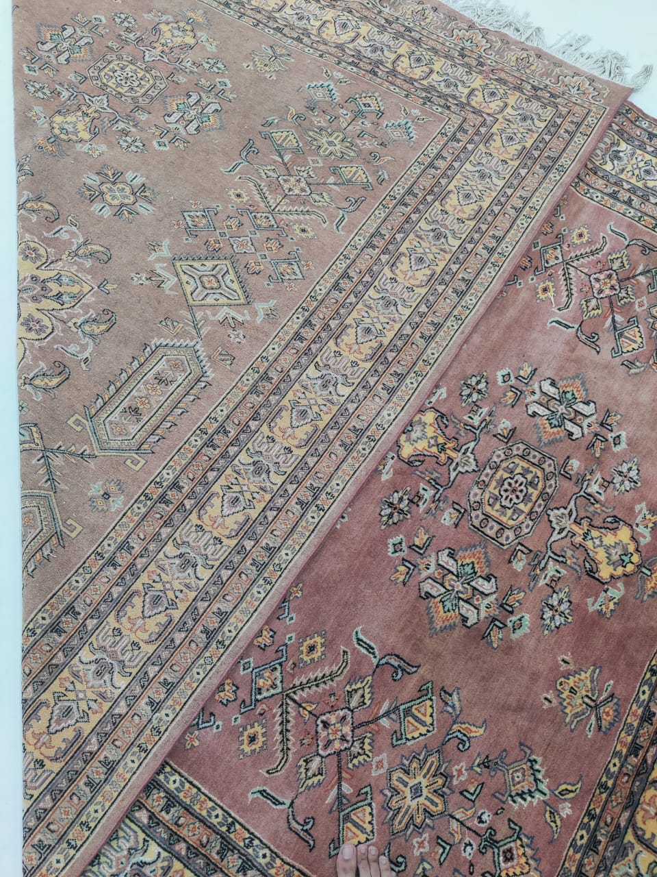 7x10 Copper Geometric Handmade Cotton & Wool Silk Touch Rug | Premium Luxury Area Rug