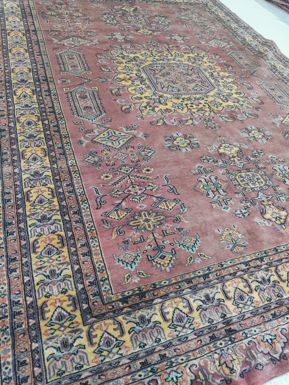7x10 Copper Geometric Handmade Cotton & Wool Silk Touch Rug | Premium Luxury Area Rug