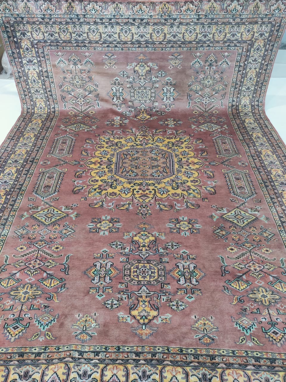 7x10 Copper Geometric Handmade Cotton & Wool Silk Touch Rug | Premium Luxury Area Rug